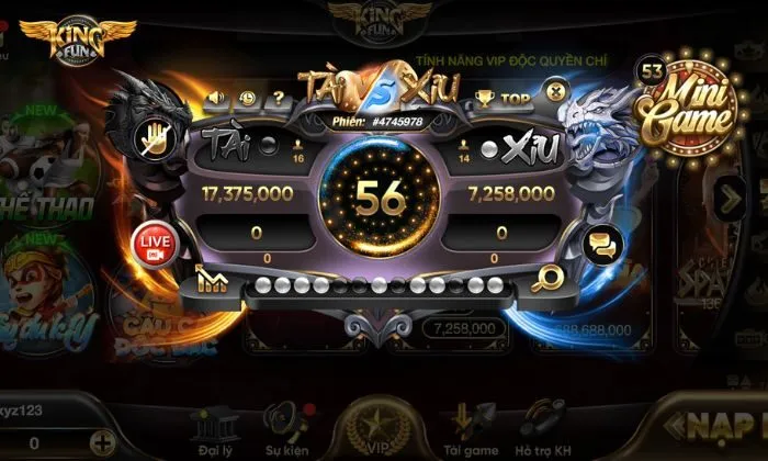 Tài Xỉu Kingfun – trò chơi phổ biến tại nền tàng cá cược này