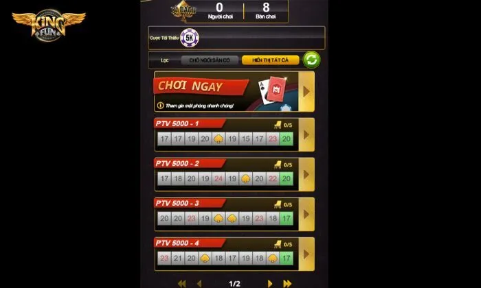 Cách thức đặt cược tại sảnh game Xì Dách Kingfun